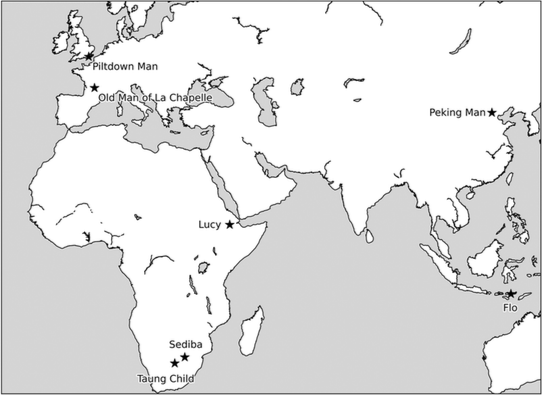 map of the 7 fossil discoveries