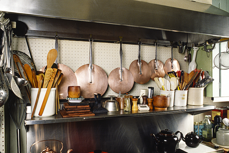 Detail of storage under range hood.