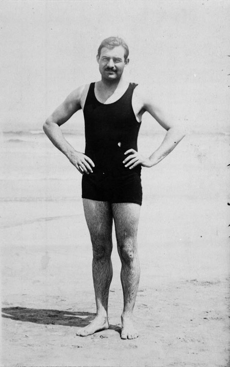 Ernest Hemingway on the beach