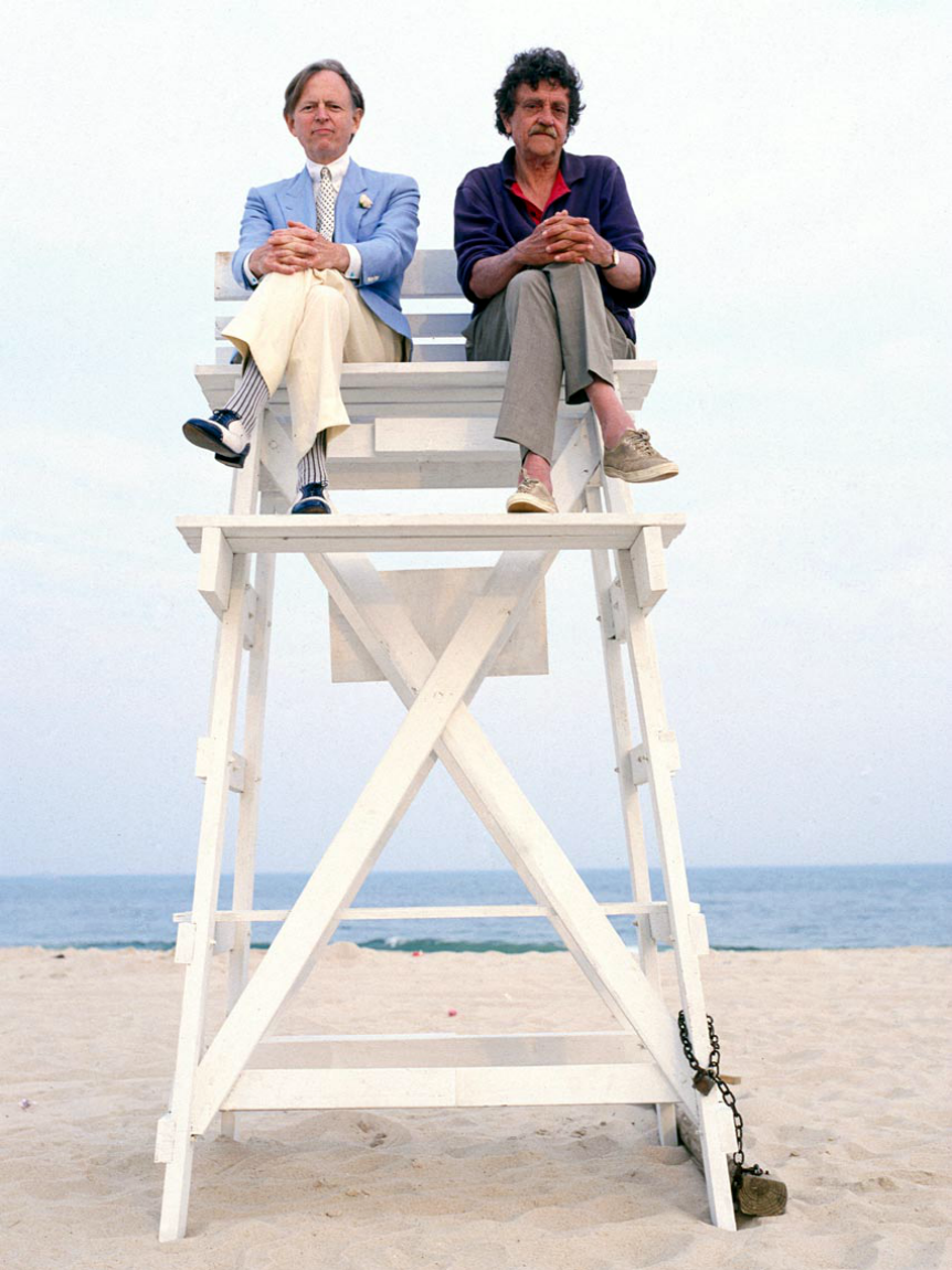 Tom Wolfe and Kurt Vonnegut, playing lifeguards
