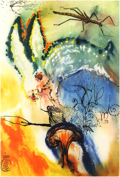 "Down the Rabbit Hole" (Alice and the White Rabbit), by Salvador Dalí, 1969