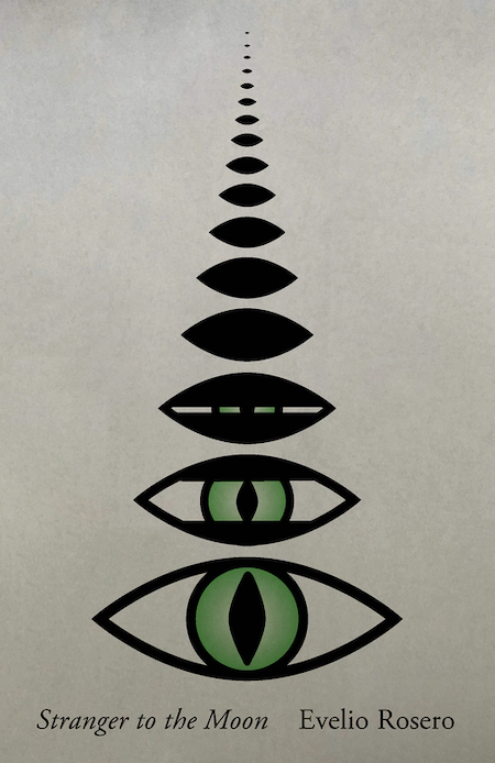 Evelio Rosero, tr. Victor Meadowcroft and Anne McLean, <a href="https://bookshop.org/a/132/9780811228626" target="_blank" rel="noopener"><em>Stranger to the Moon</em></a> cover design by Janet Hansen (New Directions, September 7)