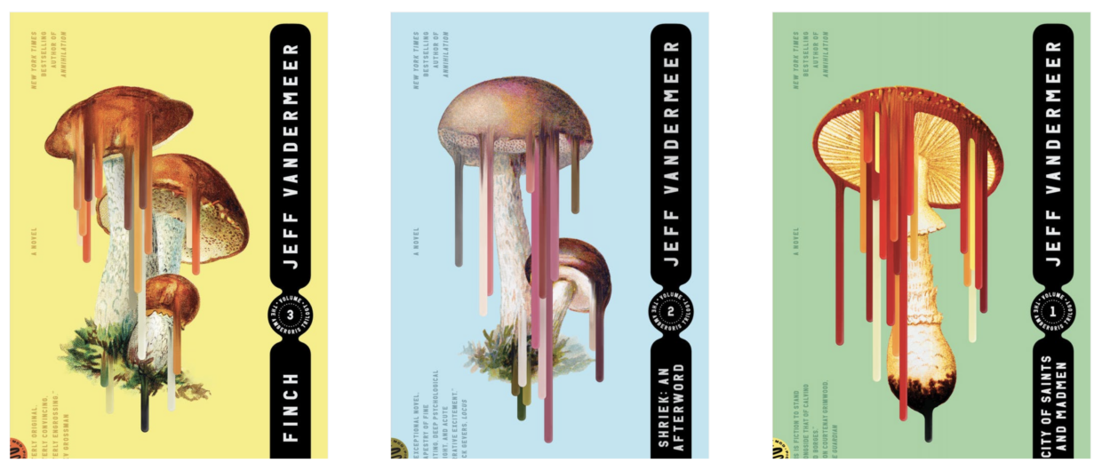 Jeff VanderMeer, The Ambergris trilogy paperback reissues; cover design by Tyler Comrie (Picador, January 11)
