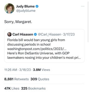 judy blume margaret tweet